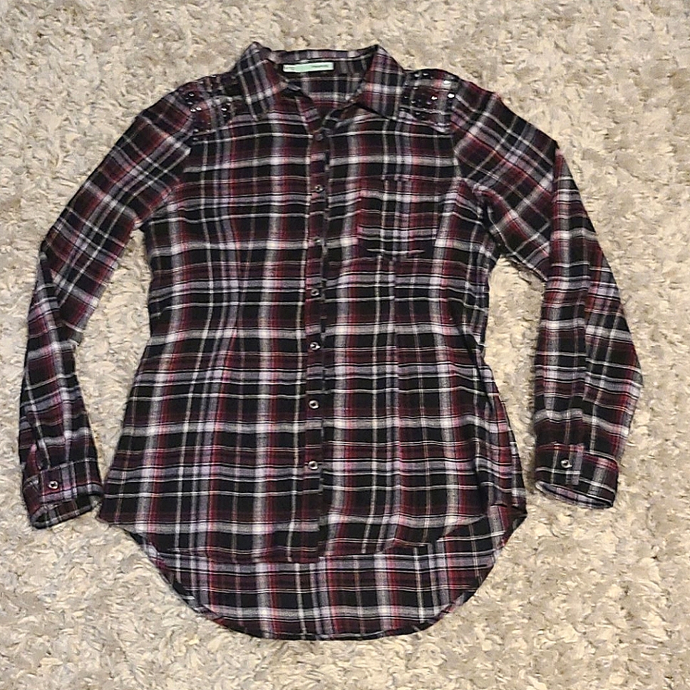 Button-Down Plaid Top